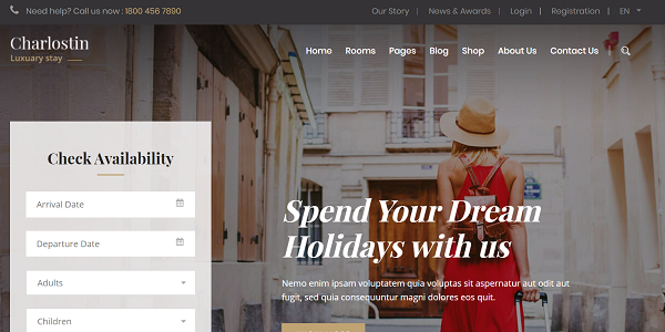Charlostin - Hotel & Resort Booking WordPress